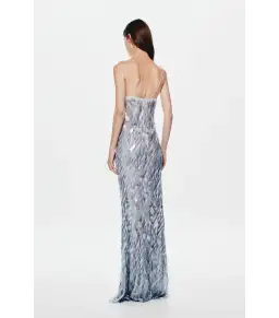 Misha Sapphire Sequin Maxi Dress Grey Size 12/L for rent on The Volte - image 5