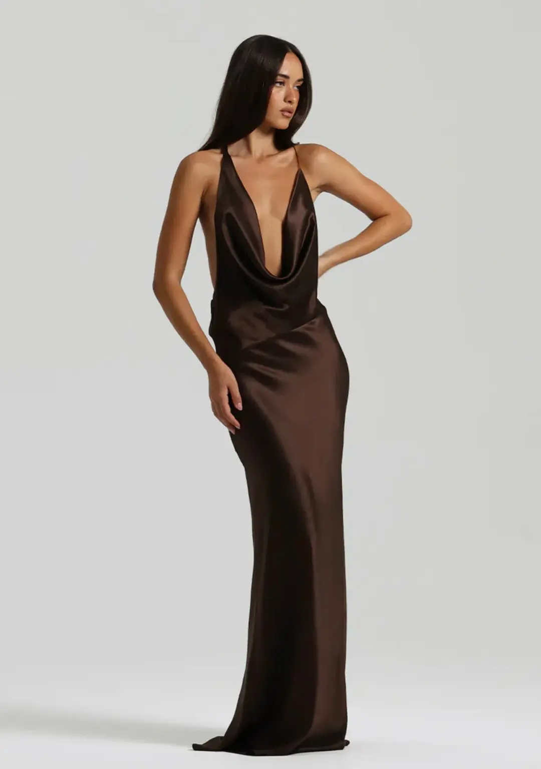 Natalie Rolt Gabi Gown Espresso Size 6 for rent on The Volte - main image
