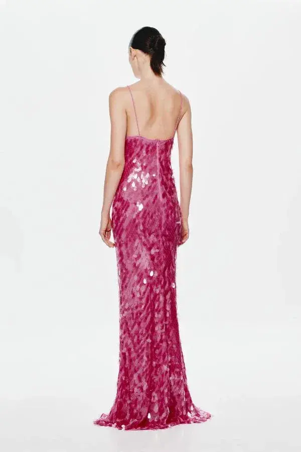 MISHA The Sapphire Sequin Maxi Dress Fuchsia Size 6/XS for rent on The Volte - main image
