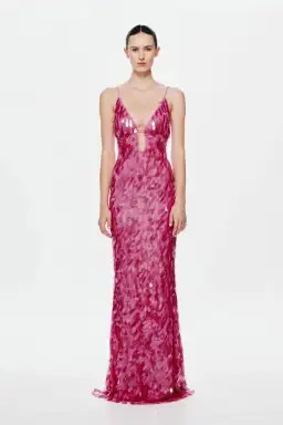 MISHA The Sapphire Sequin Maxi Dress Fuchsia Size 6/XS for rent on The Volte - image 1