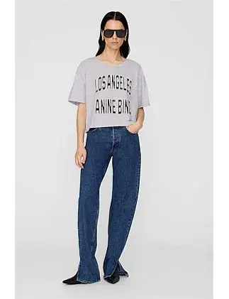 Anine Bing Johnny Cropped T-Shirt Grey Size 6/XS for rent on The Volte - main image