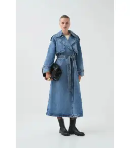 Aje Blues Denim Midi Trench Coat 80s Blue Wash Size M / AU 10