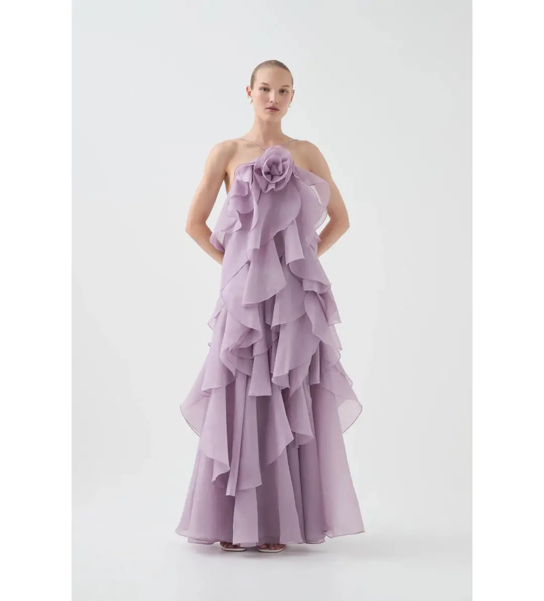 Aje Pandorea Layered Maxi Dress Lilac Size 16/XXL for rent on The Volte - main image