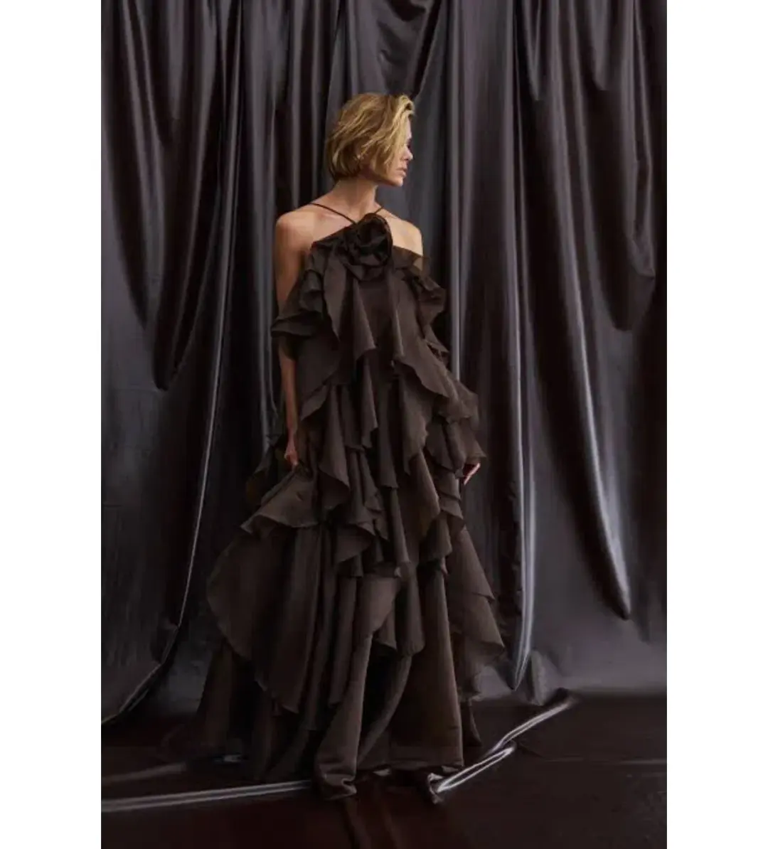 Aje Pandorea Layered Maxi Dress Carob Size 14 for rent on The Volte - main image