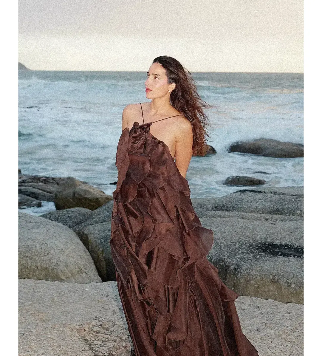 Aje Pandorea Layered Maxi Dress Carob Size 14 for rent on The Volte - main image
