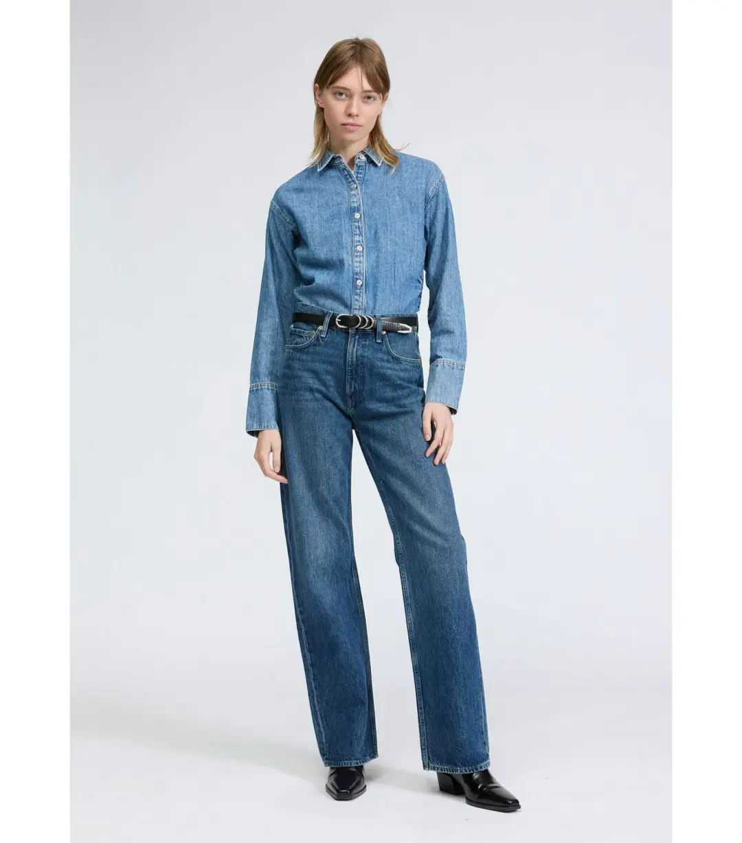 Rag & Bone Shea High Rise Relaxed Straight Jean in Adeline Size AU 10 for rent on The Volte - main image