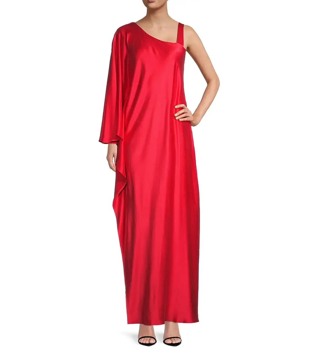 Ginger and Smart Grace One Shoulder Silk Maxi Dress in Red Size AU 16 for rent on The Volte - main image