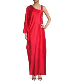 Ginger and Smart Grace One Shoulder Silk Maxi Dress in Red Size AU 16 for rent on The Volte - image 1