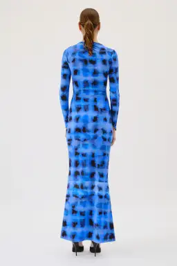 Suboo Shibori Long Sleeve Rouched Maxi Dress Blue Size 10/M for rent on The Volte - image 3