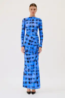 Suboo Shibori Long Sleeve Rouched Maxi Dress Blue Size 10/M for rent on The Volte - image 1
