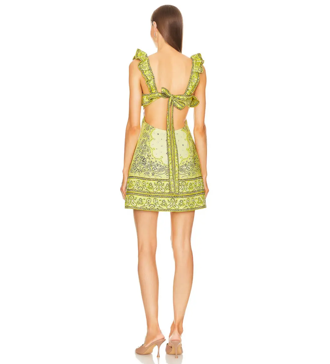 Zimmermann Matchmaker Frilled Mini Dress Yellow Bandana Size 1 AU 10 for rent on The Volte - main image