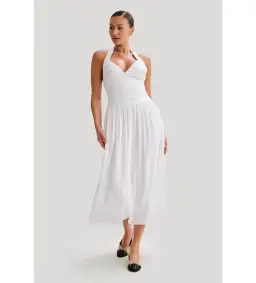 Meshki Harriette Halter Midi Dress in White Size XS / AU 6 for rent on The Volte - image 1