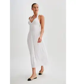 Meshki Harriette Halter Midi Dress in White Size XS / AU 6 for rent on The Volte - image 2