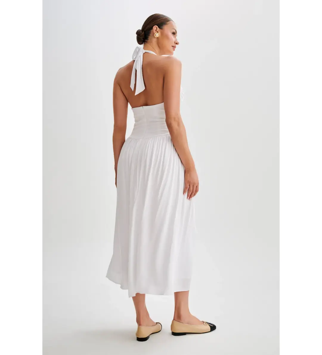 Meshki Harriette Halter Midi Dress in White Size XS / AU 6 for rent on The Volte - main image