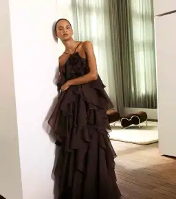 Aje Pandorea Layered Maxi Dress Carob Size 8 for rent on The Volte - image 2