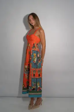 Alemais Rocco Midi Dress Orange Print Size 6 for rent on The Volte - image 2