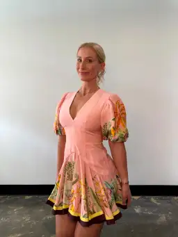 Alemais Papaya Mini Dress Pink Print Size 10 for rent on The Volte - image 4