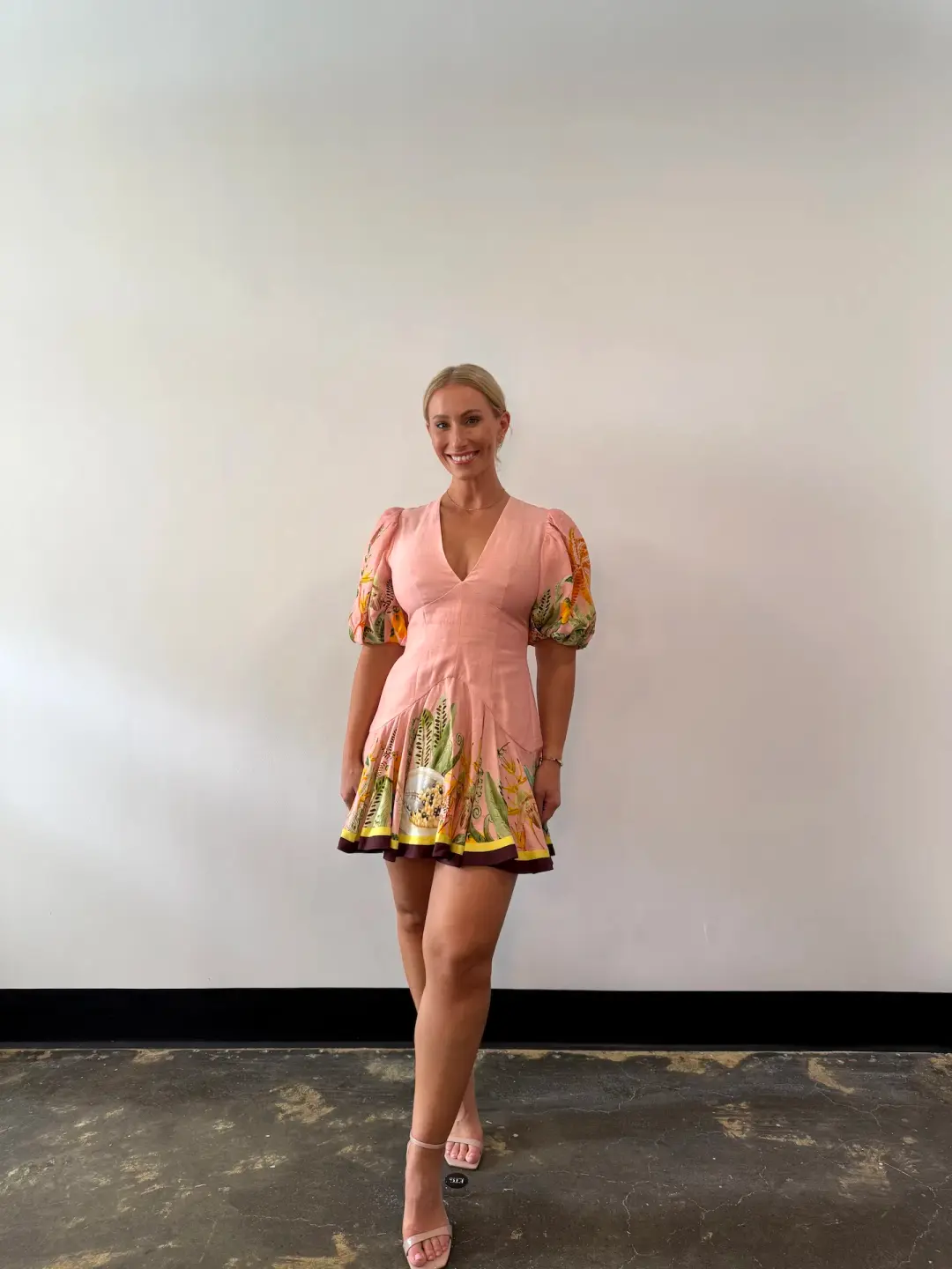 Alemais Papaya Mini Dress Pink Print Size 10 for rent on The Volte - main image