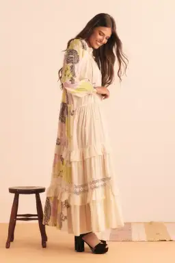 Bohemian Traders Castello Ruffle Maxi Dress Cream Size 12 for rent on The Volte - image 4