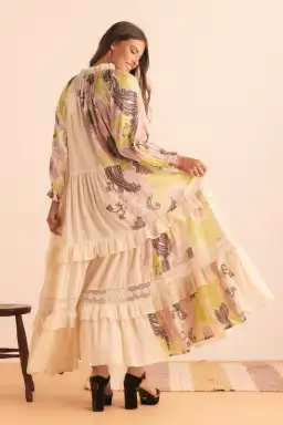 Bohemian Traders Castello Ruffle Maxi Dress Cream Size 12 for rent on The Volte - image 5