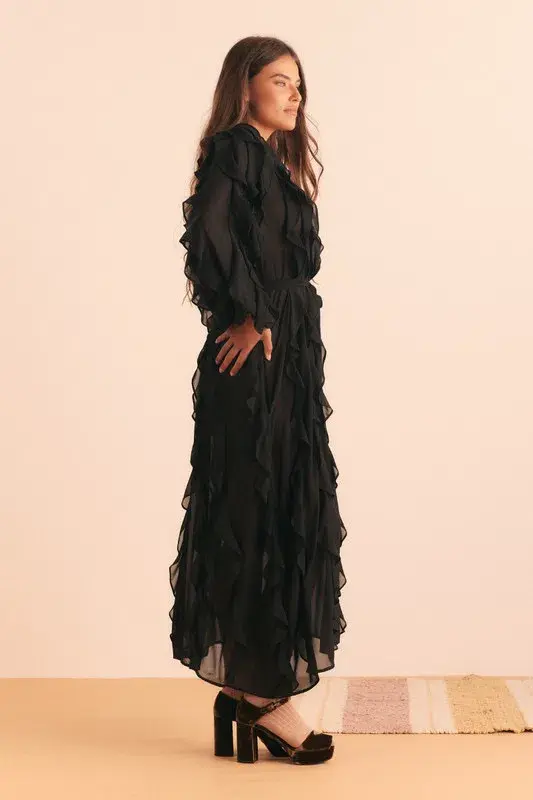 Bohemian Traders Sunray Flounce Maxi Dress In Black Size 10 for rent on The Volte - main image