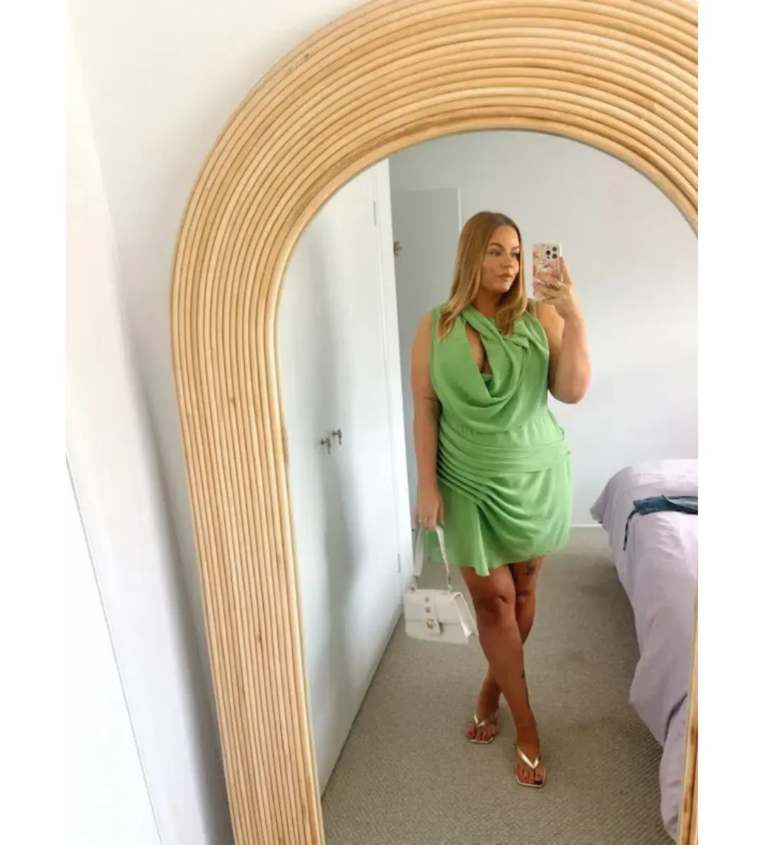 Meshki Oria Chiffon Mini Dress Green Size XXL/AU 16 for rent on The Volte - main image