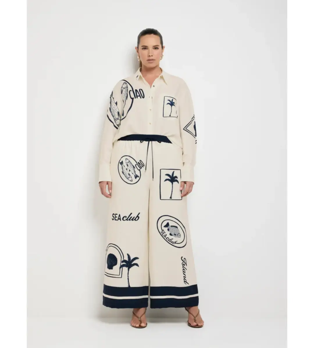 Sheike Sea Club Set Shirt & Pants Set Print Size AU 10 for rent on The Volte - main image