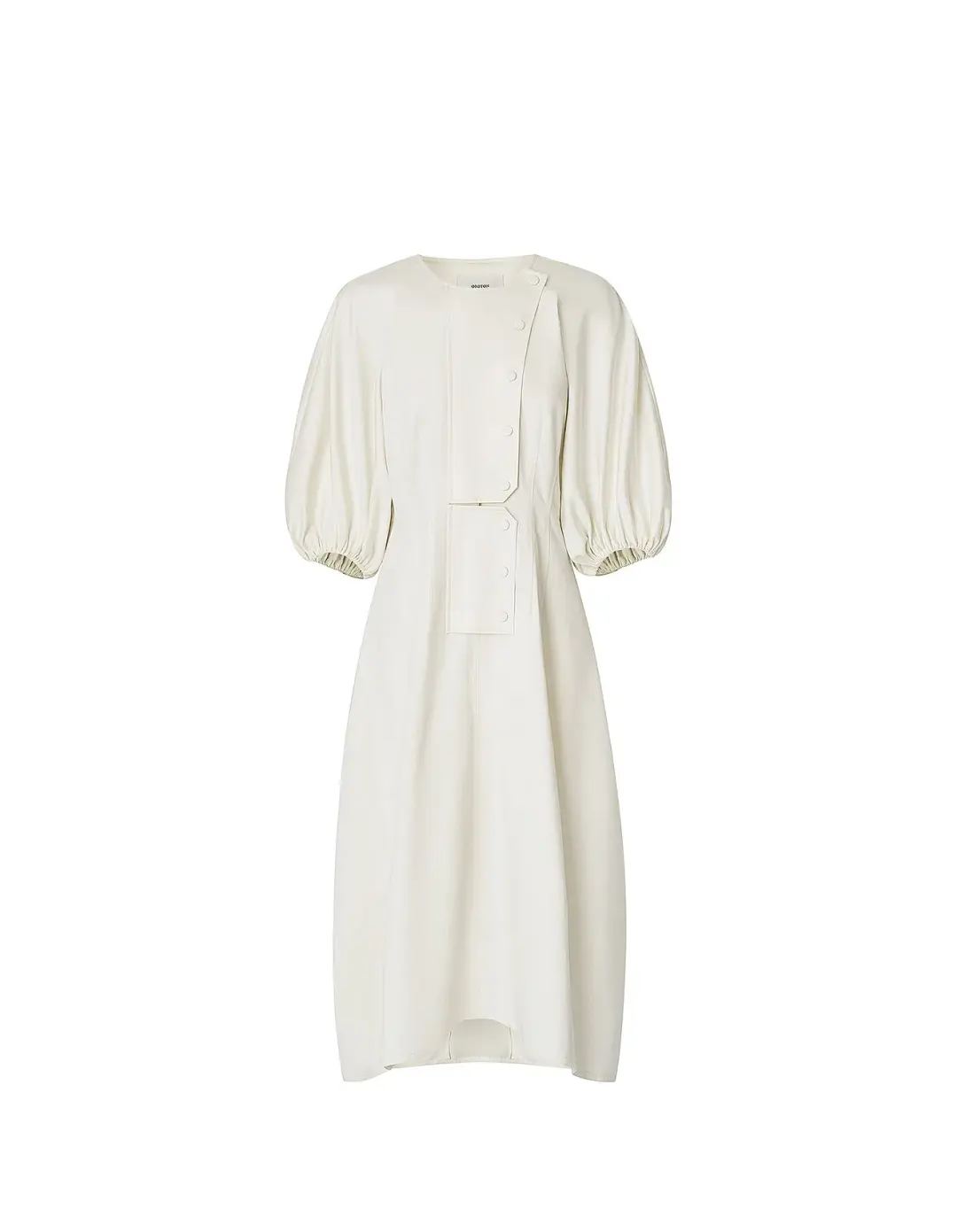 Oroton Sculptured Sleeve Midi Dress in Egg Shell Cream Size 8 for rent on The Volte - main image