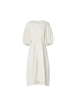 Oroton Sculptured Sleeve Midi Dress in Egg Shell Cream Size 8 for rent on The Volte - image 5