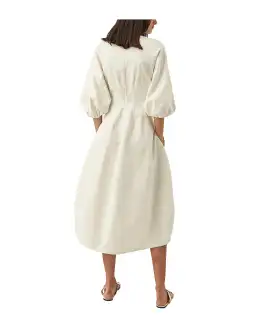 Oroton Sculptured Sleeve Midi Dress in Egg Shell Cream Size 8 for rent on The Volte - image 4