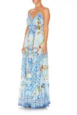 Camilla A Night To Remember Crystal Embellished Printed Blue Silk Maxi Dress Size M / AU 12 for rent on The Volte - image 2