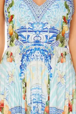 Camilla A Night To Remember Crystal Embellished Printed Blue Silk Maxi Dress Size M / AU 12 for rent on The Volte - image 7