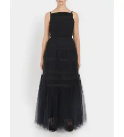 Molly Goddard Soft Tulle Astrid Maxi Dress Navy Size 10