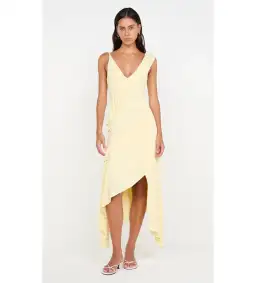Bec & Bridge Marnie Asym Midi Dress Butter Size AU 8