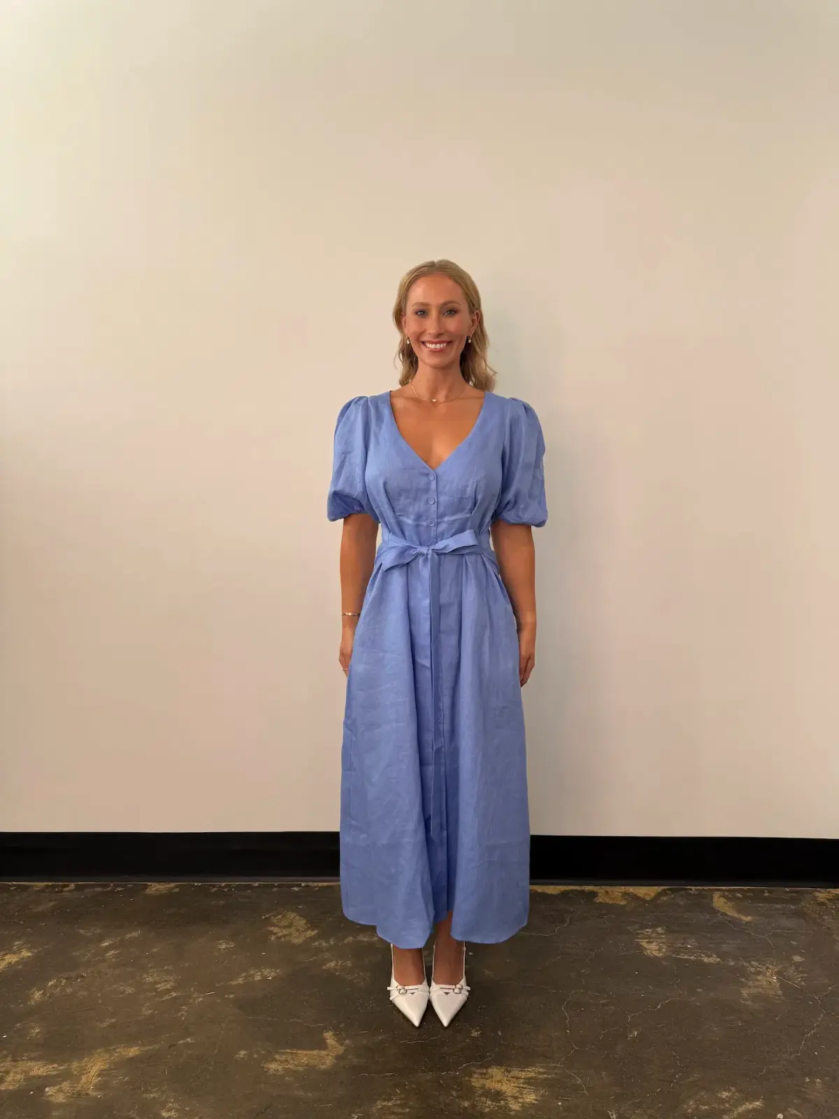 Pasduchas Vera Button Midi Dress Blue Size 16 - Image 1