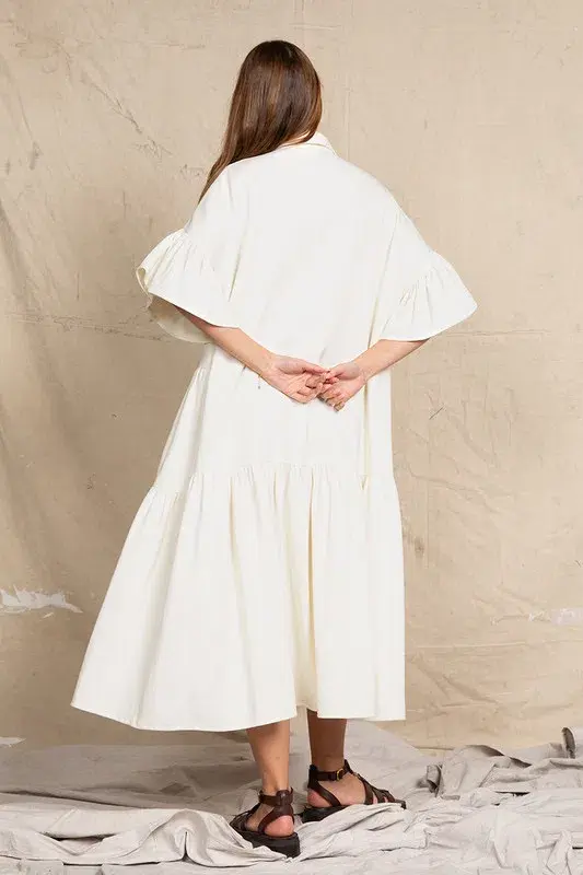 Bohemian Traders Genoa Midi Dress in Cream Size AU 12 for rent on The Volte - main image