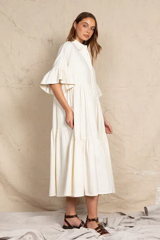 Bohemian Traders Genoa Midi Dress in Cream Size AU 12 for rent on The Volte - main image