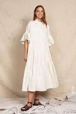 Bohemian Traders Genoa Midi Dress in Cream Size AU 12 for rent on The Volte - image 1