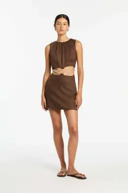 Sir the Label Bettina Corded Mini Dress Brown Size 8