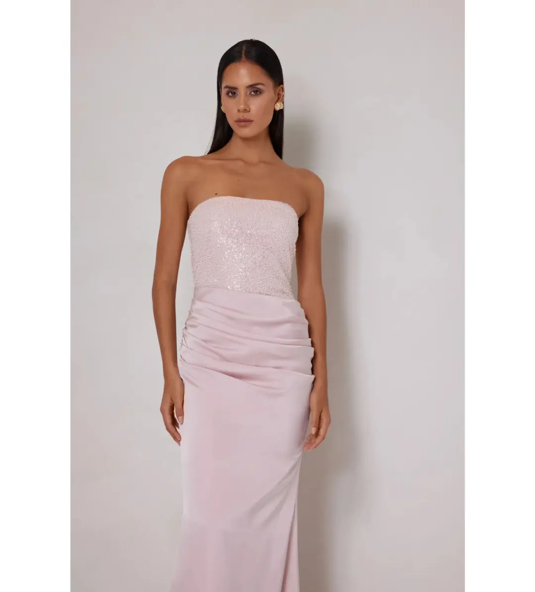 Elle Zeitoune Devin Maxi Dress Blush Pink Size AU 10 for rent on The Volte - main image