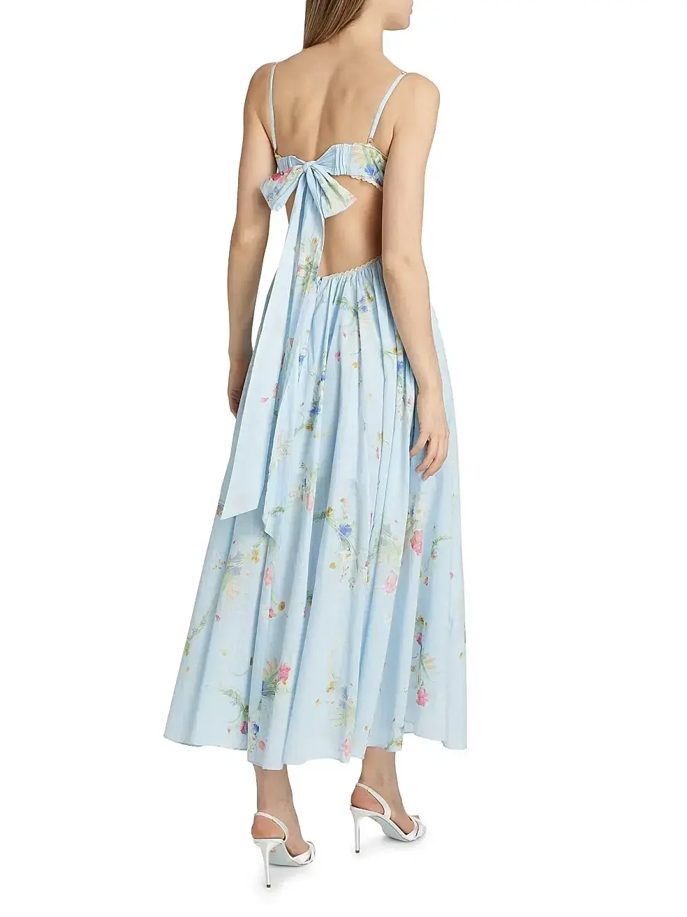 Zimmermann Lucky Picnic Floral Linen Maxi Dress in Blue Size 0 / AU 6 for rent on The Volte - main image