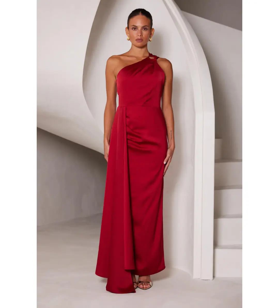Elle Zeitoune Rhea Maxi Gown in Wine Size AU 14 for rent on The Volte - main image