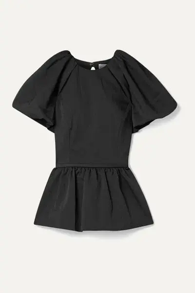 Rebecca Vallance Winslow Open-Back Cloqué Peplum Top Black 12 for rent on The Volte - main image