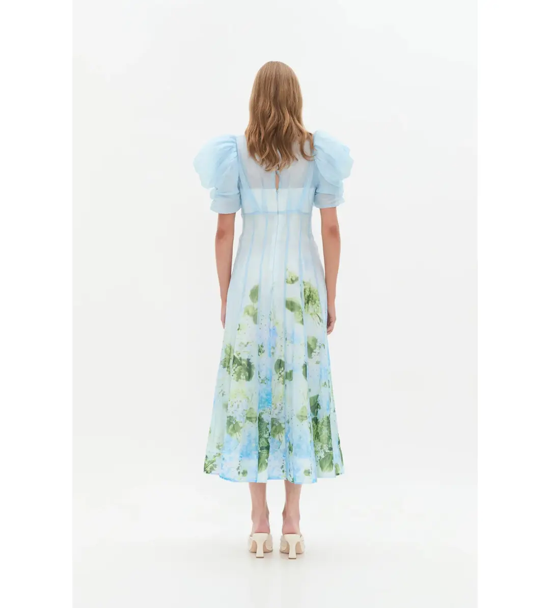 Aje Clementine Midi Dress Blue Hydrangea Size 10 for rent on The Volte - main image