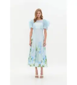 Aje Clementine Midi Dress Blue Hydrangea Size 10 for rent on The Volte - image 2