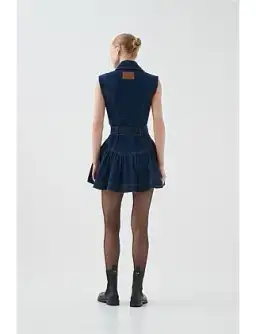 Elena Belted Denim Mini Dress