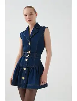 Elena Belted Denim Mini Dress