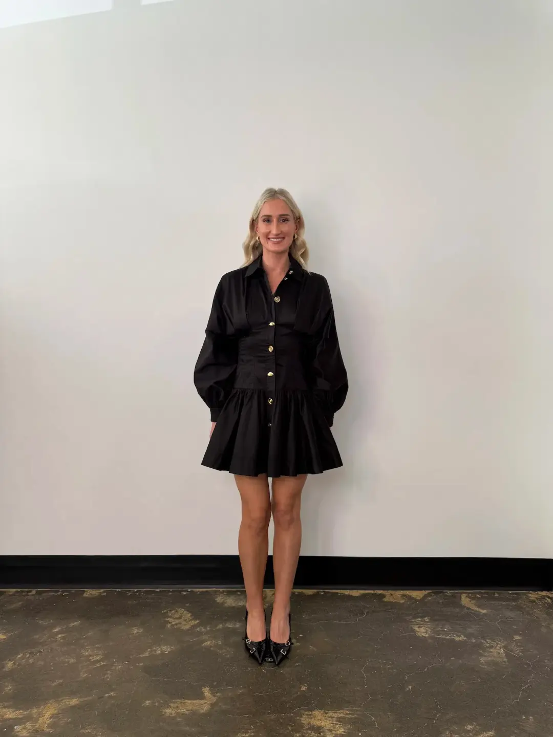 Aje Alexa Long Sleeve Mini Dress / Black / Size 6 for rent on The Volte - main image