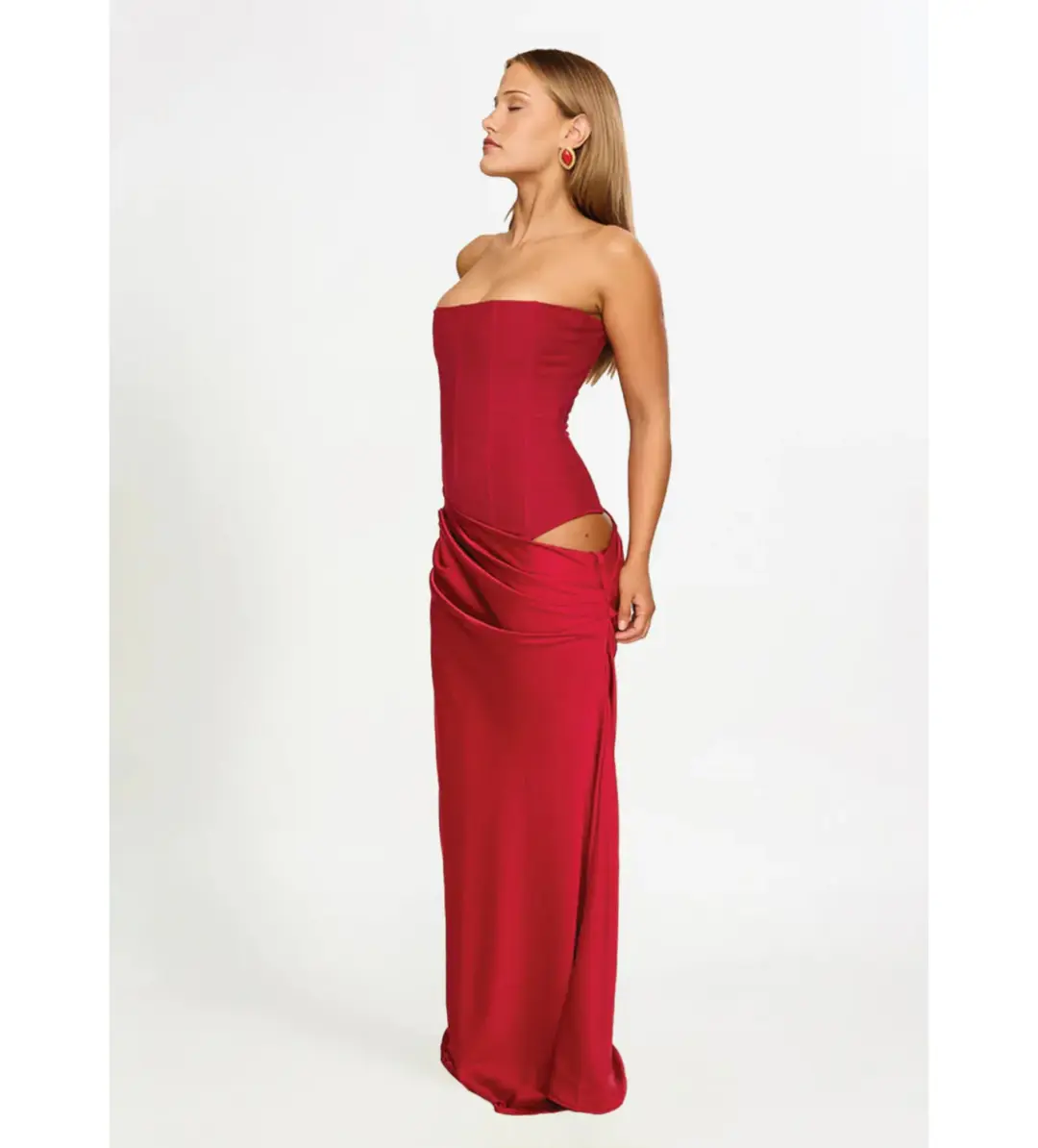Hntr The Label Huxley Gown Maxi Dress In Wine Size AU 8 for rent on The Volte - main image