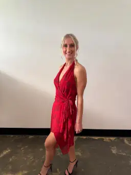 Bec and Bridge Ruby Wrap Midi Dress in Cherry Floral Size AU6 for rent on The Volte - image 5